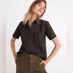 NWT Madewell Denim Short-Sleeve Button-Up Shirt in Lunar Wash Size XS